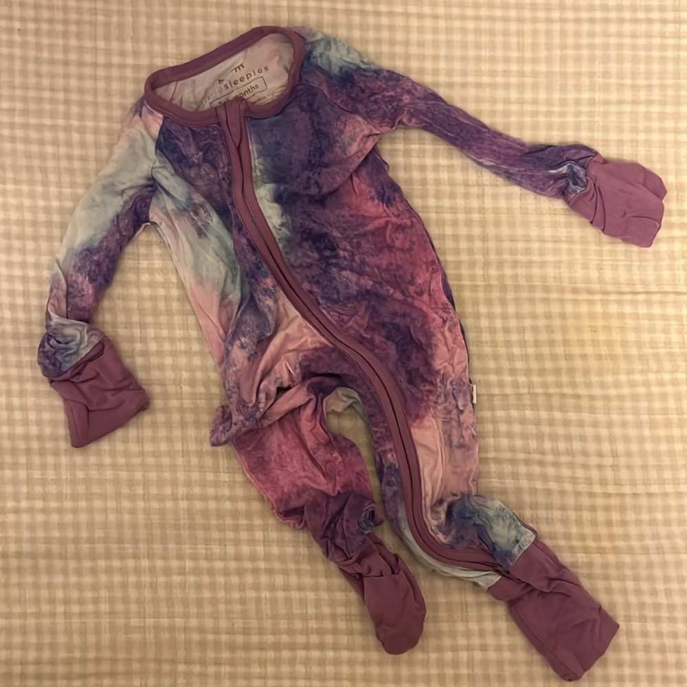 Little Sleepies - Purple Watercolor Zippie